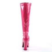 Pink platform boots patent 10 cm - 70s years hippie disco gogo kneeboots chunky