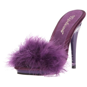 Porpora 13 cm POISE-501F piume di marabu Mules Scarpe