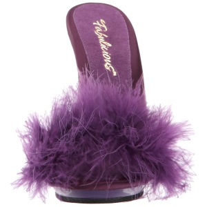Porpora 13 cm POISE-501F piume di marabu Mules Scarpe