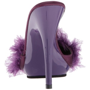Porpora 13 cm POISE-501F piume di marabu Mules Scarpe