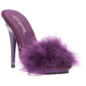 Porpora 13 cm POISE-501F piume di marabu Mules Scarpe