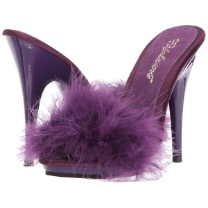 Porpora 13 cm POISE-501F piume di marabu Mules Scarpe