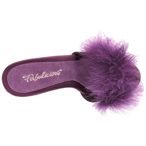 Porpora 13 cm POISE-501F piume di marabu Mules Scarpe