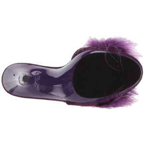 Porpora 13 cm POISE-501F piume di marabu Mules Scarpe
