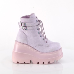 Porpora suede 11,5 cm SHAKER-52 demoniacult stivaletti con zeppa e plateau