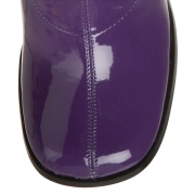 Purple boots block heel 7,5 cm - 70s years style hippie disco gogo under kneeboots patent leather