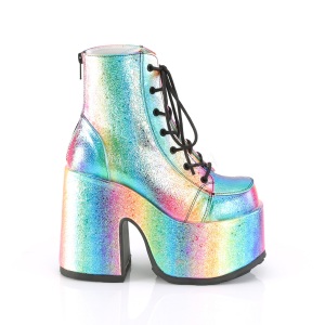 Rainbow 13 cm DemoniaCult CAMEL-203 chunky goth ankle boots