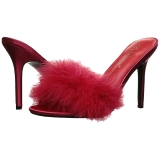 Red 10 cm CLASSIQUE-01F womens mules with marabou feathers