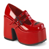Red 13 cm DemoniaCult CAMEL-55 chunky heel platform shoes