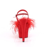 Red 18 cm ADORE-709F exotic pole dance high heel sandals with feathers