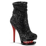 Red Black Sequins 15,5 cm BLONDIE-R-1009 pleaser ankle boots with platform