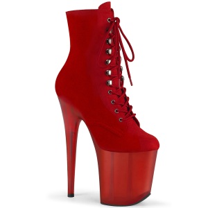 Red Faux Suede 20 cm FLAMINGO-1020FST Exotic pole dance ankle boots