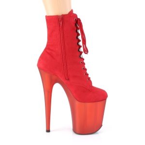 Red Faux Suede 20 cm FLAMINGO-1020FST Exotic pole dance ankle boots