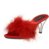 Red Feathers 8 cm BELLE-301F High Women Mules Shoes for Men