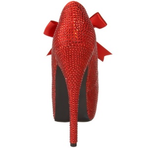 Red Rhinestone 14,5 cm Burlesque TEEZE-04R Platform Pumps Women Shoes