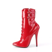 Red Shiny 15 cm DOMINA-1023 Womens Ankle Boots for Men