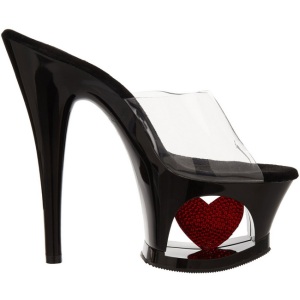 Red Transparent 18 cm Pleaser MOON-701HRS Platform High Mules