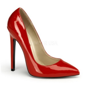 Red Varnished 13 cm SEXY-20 pointed toe stiletto pumps