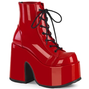 Red Vegan 13 cm CAMEL-203 chunky demonia ankle boots platform