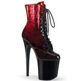 Red glitter 20 cm FLAMINGO-1020OMB Exotic stripper ankle boots