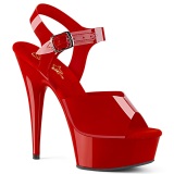 Red high heels 15 cm DELIGHT-608N JELLY-LIKE stretch material platform high heels