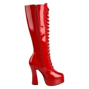 Red platform boots lace up patent 13 cm - 70s years hippie disco gogo kneeboots