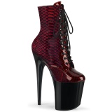 Red snake pattern 20 cm FLAMINGO-1020SP Exotic pole dance ankle boots