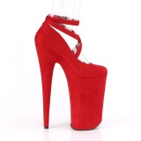 Red vegan suede 25,5 cm BEYOND-087FS extrem platform high heels pumps