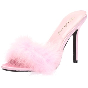 Rosa 10 cm CLASSIQUE-01F ciabatta donna con piume di marabu
