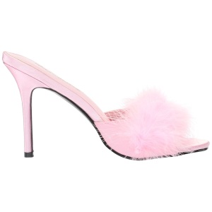 Rosa 10 cm CLASSIQUE-01F ciabatta donna con piume di marabu