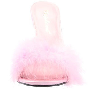 Rosa 10 cm CLASSIQUE-01F ciabatta donna con piume di marabu