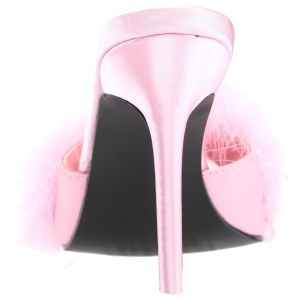 Rosa 10 cm CLASSIQUE-01F ciabatta donna con piume di marabu