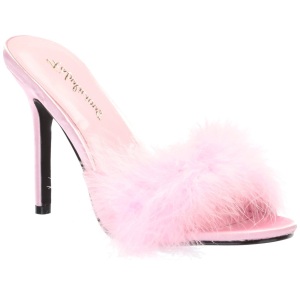 Rosa 10 cm CLASSIQUE-01F ciabatta donna con piume di marabu