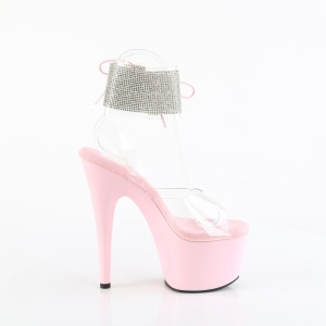 Rosa 18 cm ADORE-791-2RS Sandali piattaforma con polsino alla caviglia strass