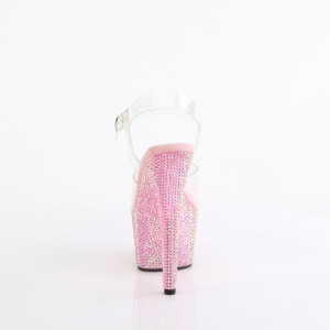 Rosa 18 cm BEJEWELED-708RRS scarpe tacco alto pole dance e strass plateau