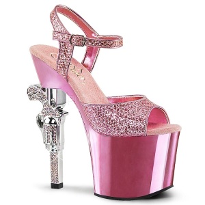 Rosa 18 cm Pleaser REVOLVER-709G Tacchi Alti Cromo Plateau