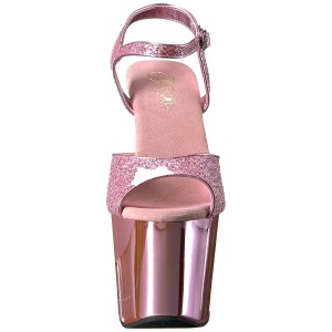 Rosa 18 cm Pleaser REVOLVER-709G Tacchi Alti Cromo Plateau
