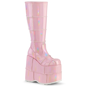 Rosa 18 cm STACK-301 stivali demonia unisex - stivali da cyberpunk
