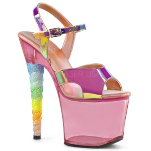 Rosa 18 cm UNICORN-711T Acrilico plateau sandali donna con tacco