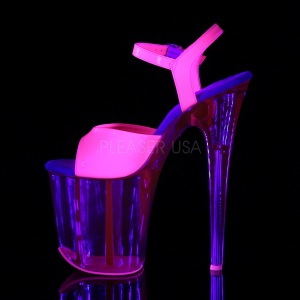Rosa 20 cm FLAMINGO-809UVT Neon Plateau Sandali Tacco Altissimo
