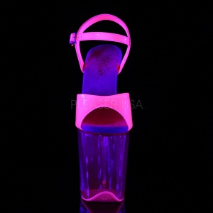 Rosa 20 cm FLAMINGO-809UVT Neon Plateau Sandali Tacco Altissimo