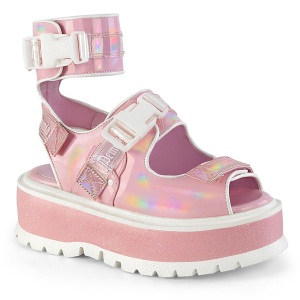 Rosa 5 cm Demonia SLACKER-15B sandali con plateau lolita emo