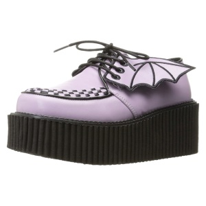 Rosa 7,5 cm CREEPER-205 rockabilly scarpe creepers donna ali di pipistrello