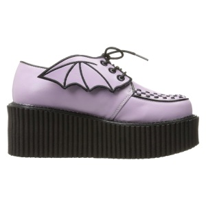 Rosa 7,5 cm CREEPER-205 rockabilly scarpe creepers donna ali di pipistrello