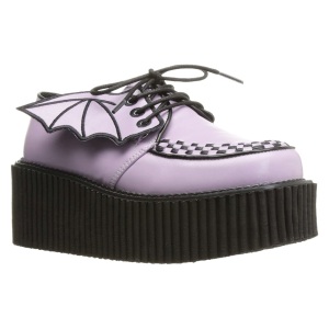 Rosa 7,5 cm CREEPER-205 rockabilly scarpe creepers donna ali di pipistrello