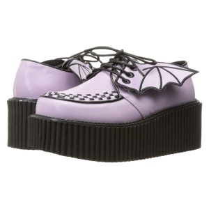 Rosa 7,5 cm CREEPER-205 rockabilly scarpe creepers donna ali di pipistrello