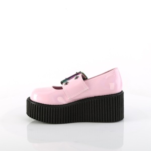 Rosa 7,5 cm CREEPER-230 maryjane scarpe creepers donna fibbia larga