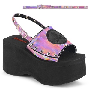 Rosa 9 cm DemoniaCult FUNN-32 sandali con plateau lolita emo