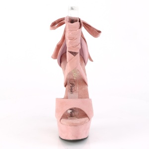 Rosa Ecopelle 15 cm DELIGHT-679 Sandali piattaforma con lacci alla caviglia