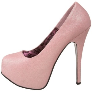 Rosa Scintillare 14,5 cm Burlesque TEEZE-31G Platform Calzature Dcollet